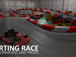 gara di kart - ambienti e oggetti di scena Modello 3D