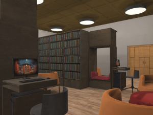 library - interior and props Model 3D