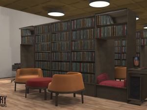 library - interior and props Model 3D