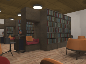 library - interior and props Model 3D