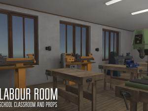 labour room - school classroom and props 3D Model