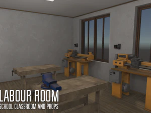 labour room - school classroom and props 3D Model