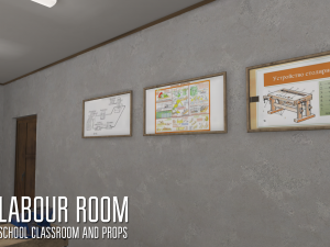 labour room - school classroom and props Modelo 3D