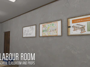 labour room - school classroom and props 3D Model