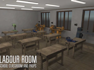 labour room - school classroom and props 3D Model