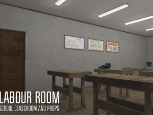 labour room - school classroom and props 3D Model