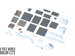 low poly world - modular city 3D 模型