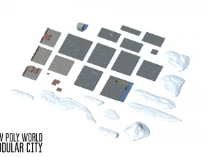 low poly world - modular city 3D Model