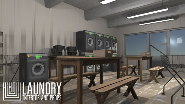 laundry - interior and props 3D Model .c4d .max .obj .3ds .fbx .stl .blend 