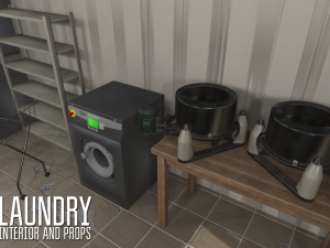 laundry - interior and props 3D Model