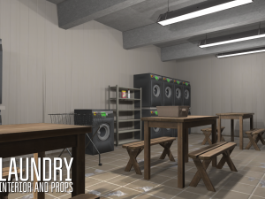 laundry - interior and props 3D Model