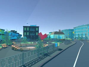 dunia poli rendah - kota kecil Model 3D