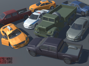 low poly world - stylized cars Modèle 3D