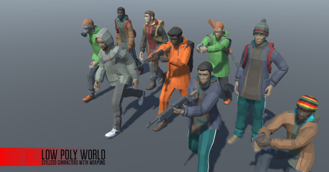 low poly world - stylized characters with Modèle 3D .c4d .max .obj .3ds .fbx .stl .blend 