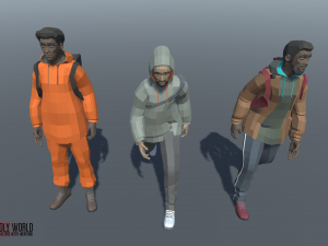 low poly world - stylized characters with Modèle 3D