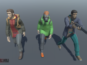 low poly world - stylized characters with Modèle 3D