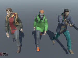 low poly world - stylized characters with 3D Model