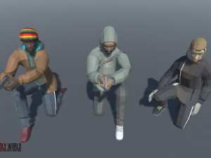 low poly world - stylized characters with Modèle 3D