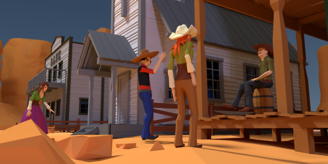 low poly world - western 3D Model .c4d .max .obj .3ds .fbx .stl .blend 