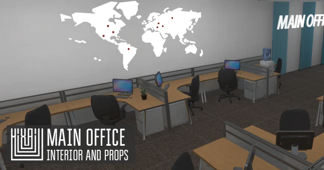 main office - interior and props 3D Model .c4d .max .obj .3ds .fbx .stl .blend
