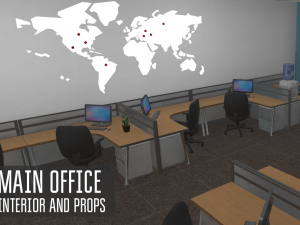 main office - interior and props 3D Model