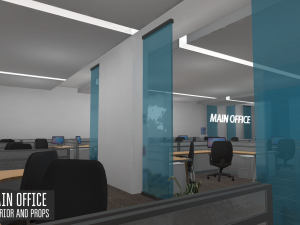 main office - interior and props 3D Модель