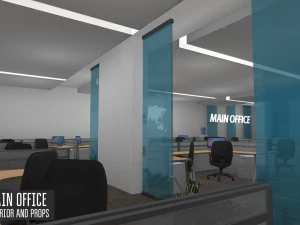 main office - interior and props 3D Model
