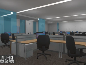 main office - interior and props 3D Model