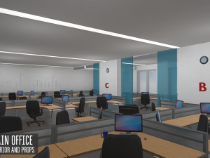 main office - interior and props 3D Модель