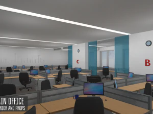 main office - interior and props 3D Model