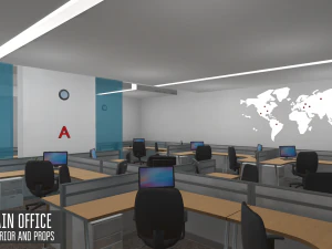 main office - interior and props 3D Model