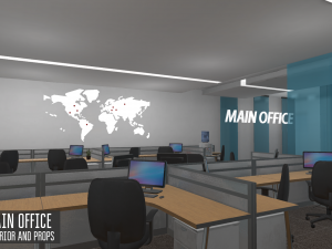 main office - interior and props 3D Модель