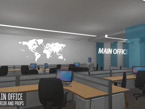 main office - interior and props 3D Model