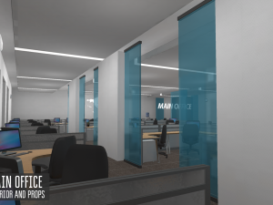main office - interior and props 3D Модель