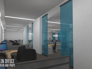main office - interior and props 3D Model