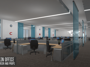 main office - interior and props 3D Модель