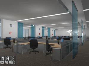 main office - interior and props 3D Model