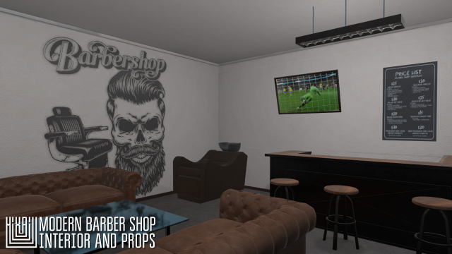 modern barber shop - interior and props 3D Model .c4d .max .obj .3ds .fbx .stl .blend 