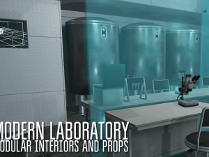 modern laboratory - modular interiors and props 3D Модель