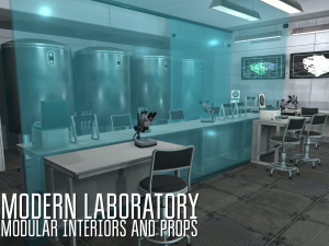 modern laboratory - modular interiors and props 3D Модель