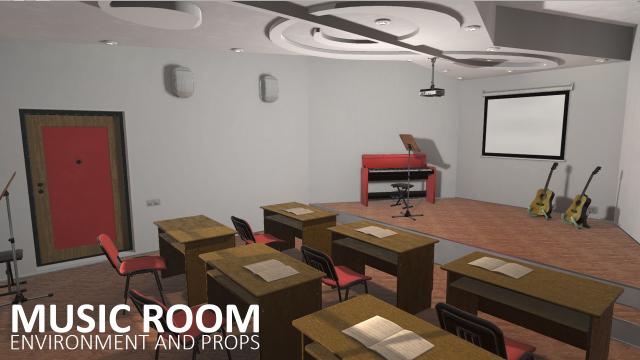 music room - environment and props 3Dモデル .c4d .max .obj .3ds .fbx .stl .blend 