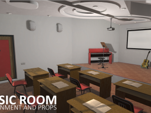 music room - environment and props 3D 모델