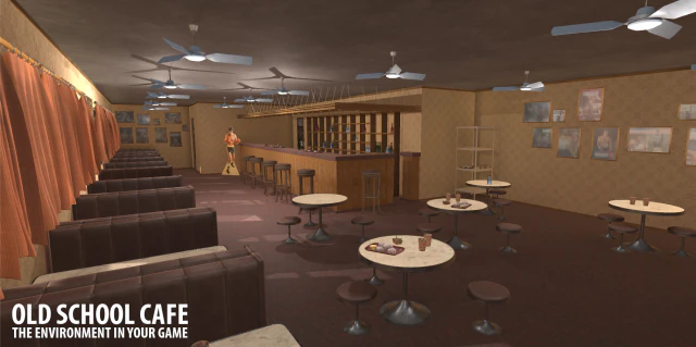 old school cafe 3D Model .c4d .max .obj .3ds .fbx .stl .blend
