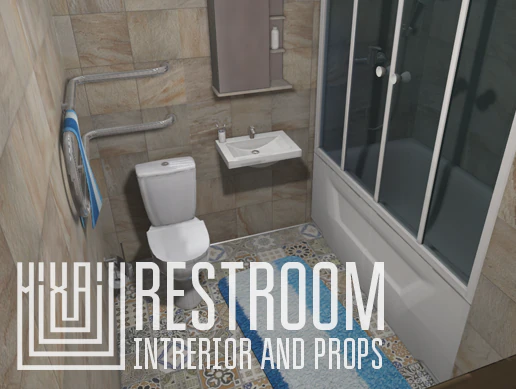 restroom - intrerior and props 3D Model .c4d .max .obj .3ds .fbx .stl .blend 