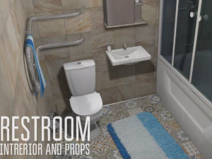 restroom - intrerior and props 3D Model