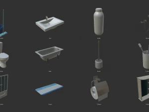 restroom - intrerior and props 3D Model