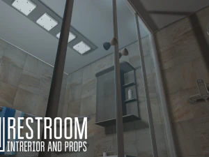 restroom - intrerior and props 3D Model
