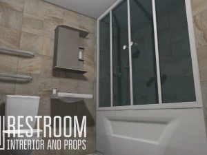 restroom - intrerior and props 3D Model