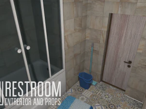 restroom - intrerior and props 3D Model