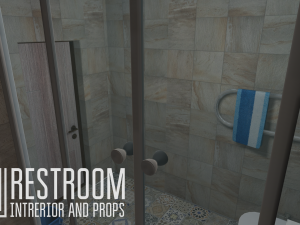 restroom - intrerior and props 3D Model